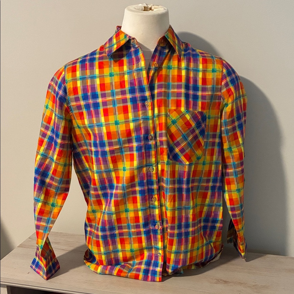 WeWoreWhat Vibrant Plaid Button Down Shirt size small NWT